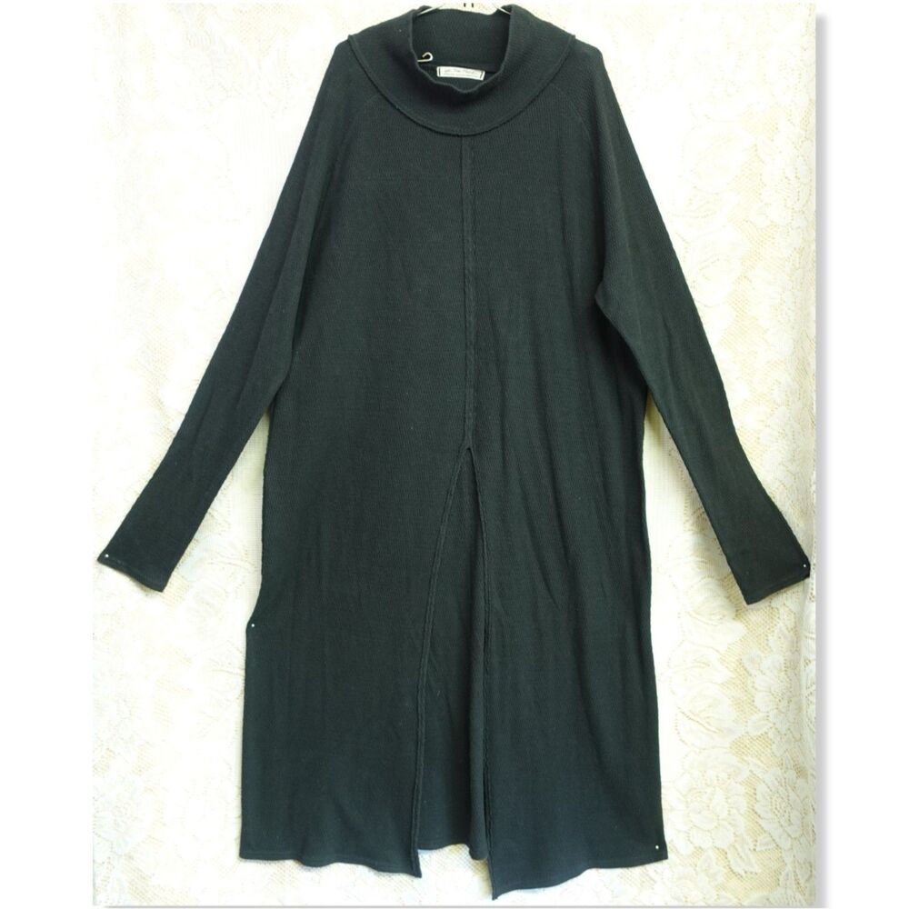 We The Free Womens XL Lagenlook Long Oversized Tunic Sweater Dress Faded Black